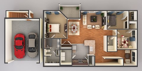 three bedroom two bathroom floor plan